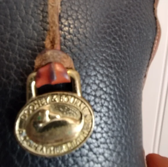 Vintage Dooney And Bourke Large Doomed Satchel Black And Brown Leather - Picture 6 of 10